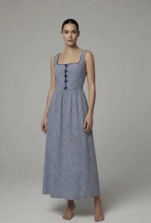 Caroline Constas Dresses & Skirts - Caroline Constas Dress Blue Gingham Smocked Maxi Sundress Cottagecore Large